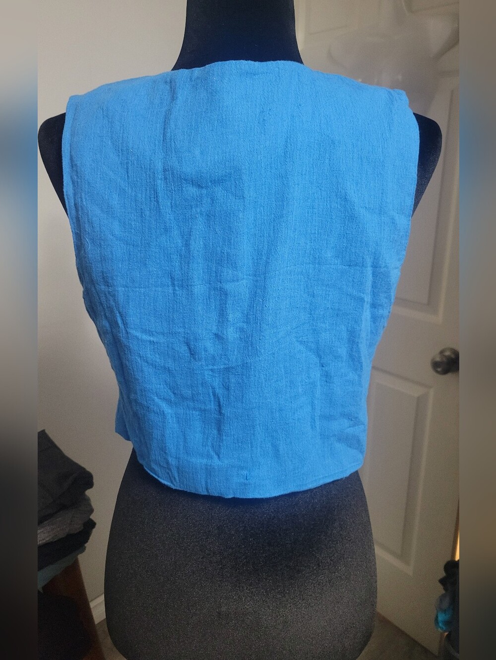 Commense Medium Cotton & Linen Leisure Waistcoat In Blue NWT - Picture 5 of 6